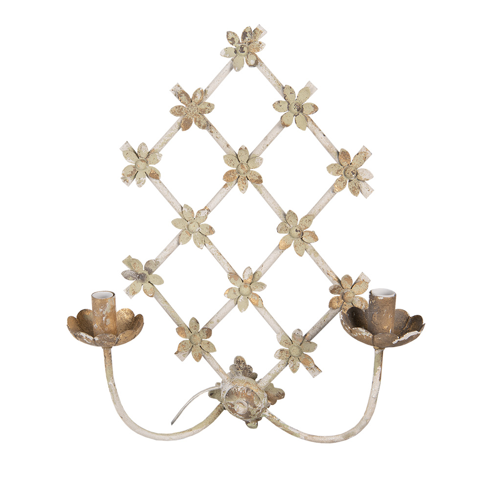 Wandlampe Beige ,Goldfarbig 43x16x55 cm E14/max 2x25W