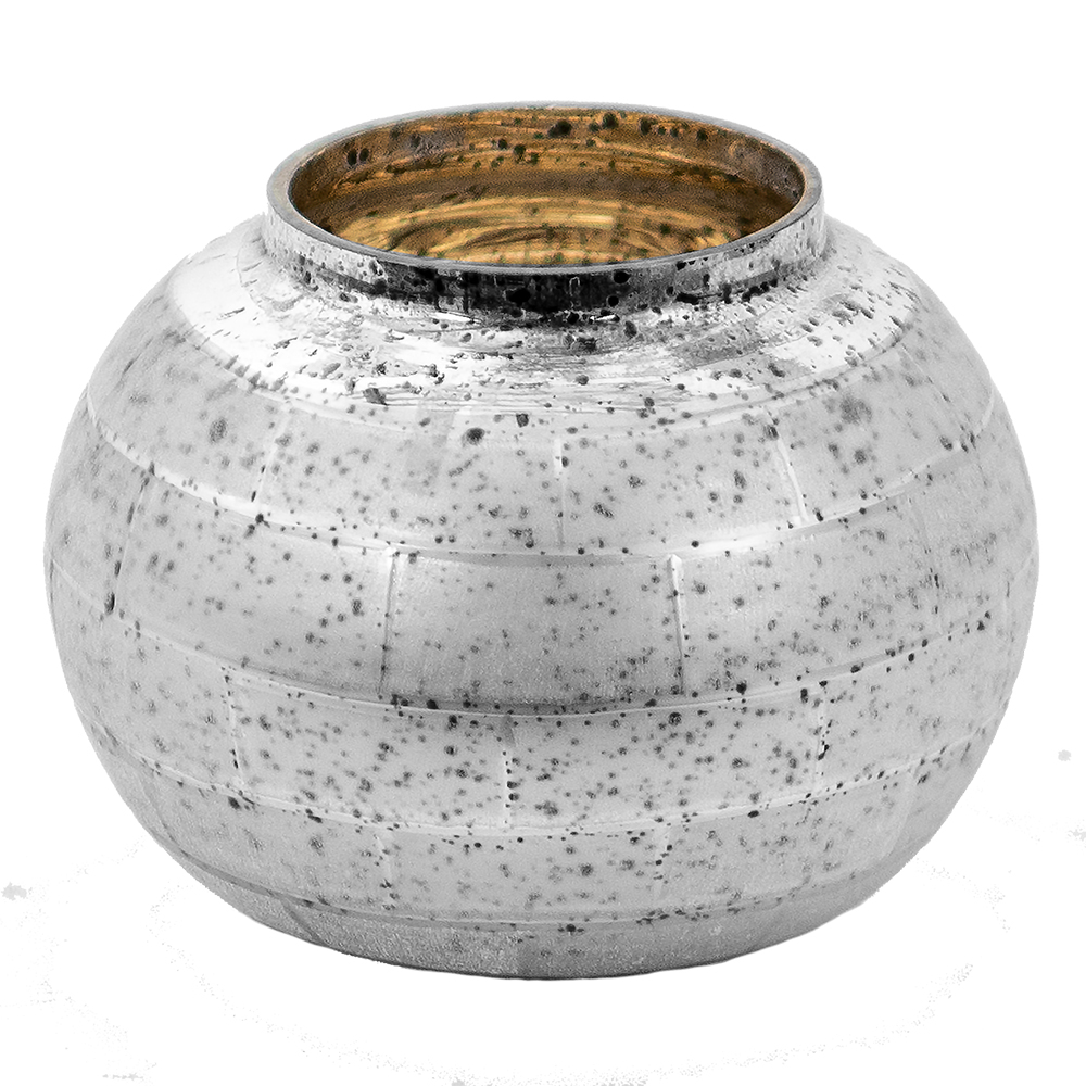 Glas Kerzenhalter Silberfarbig Ø 11x8 cm