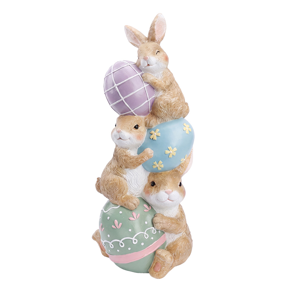 Decoration Statue Rabbits Brown Pink 31x25x72 cm