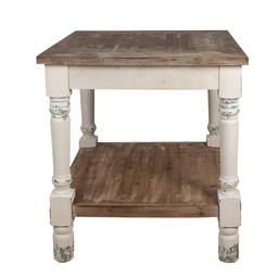 [5H0695W] Tavolo Bianco Marrone 80x80x85 cm