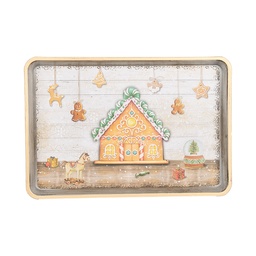 [65751] Dekoratives Tablett Braun Beige 32x22x2 cm