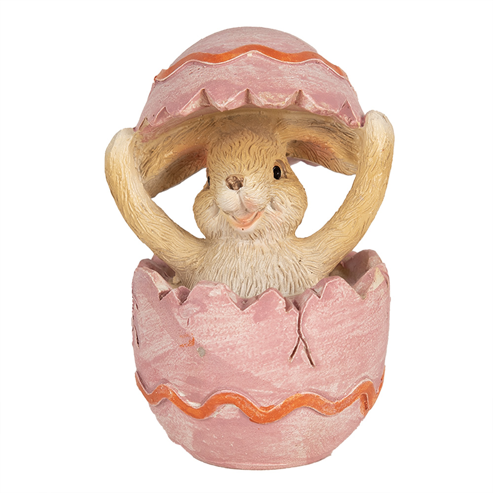 Decoration rabbit in egg Brown Pink 6x6x8 cm