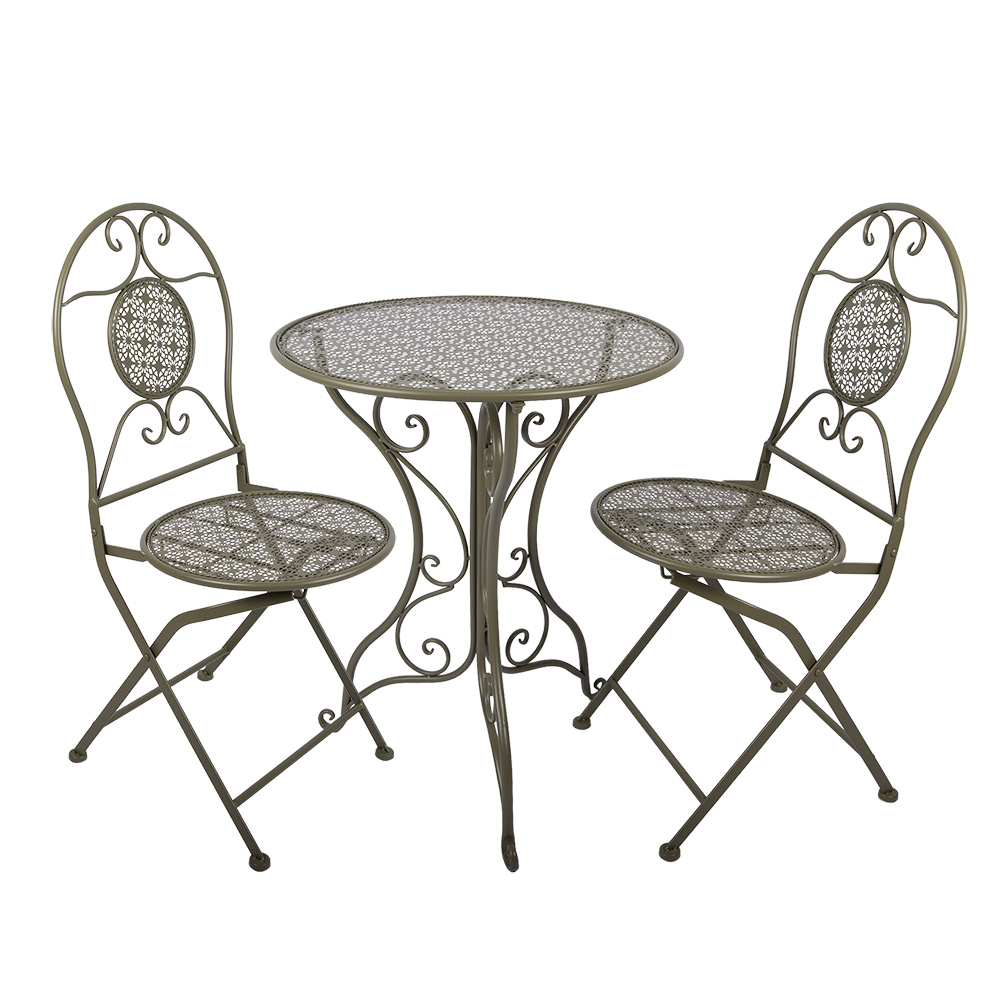 Bistroset Bistrotisch Bistrostühle (3-tlg.) Grün Ø 60x70 / 50x40x93 cm (2)