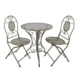 [5Y1435] Bistroset Bistrotisch Bistrostühle (3-tlg.) Grün Ø 60x70 / 50x40x93 cm (2)