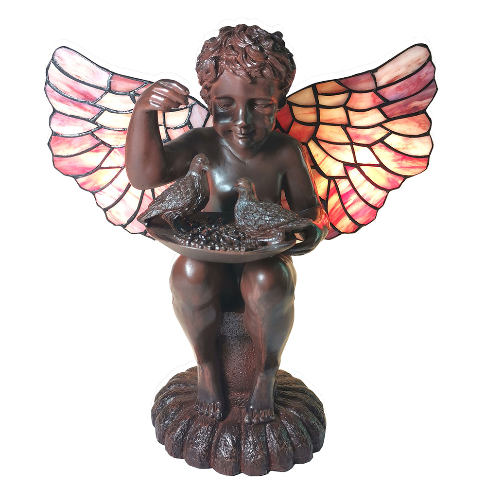 Tiffany Tischlampe Engel Mehrfarbig 33x21x33 cm E14/max 2x25W