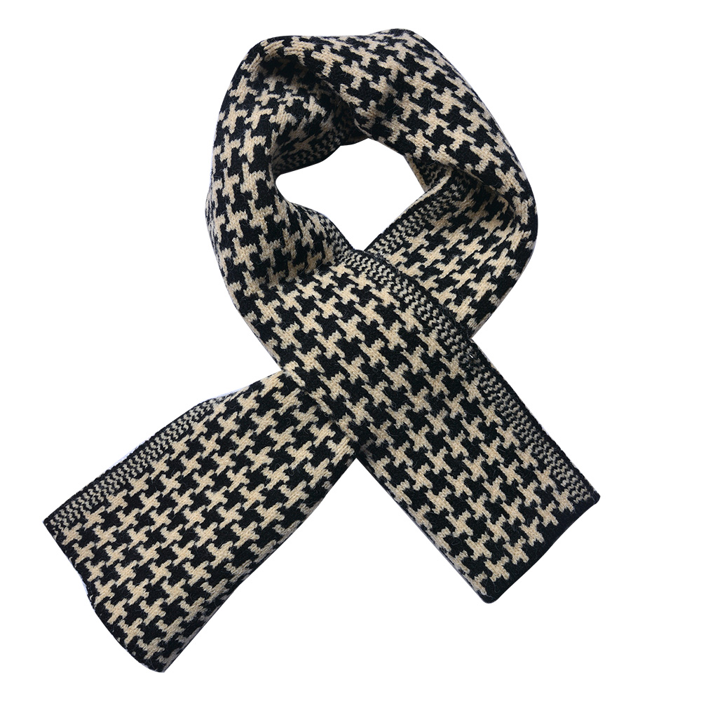 Scarf Women Print Black 15x85 cm