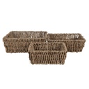 Aufbewahrungskorb (3er set) Braun 23x23x8 / 21x21x7 / 17x17x6 cm