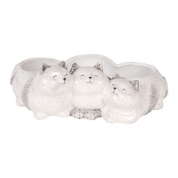 [6CE2132] Vaso da fiori Gatti Grigio 27x16x10 cm