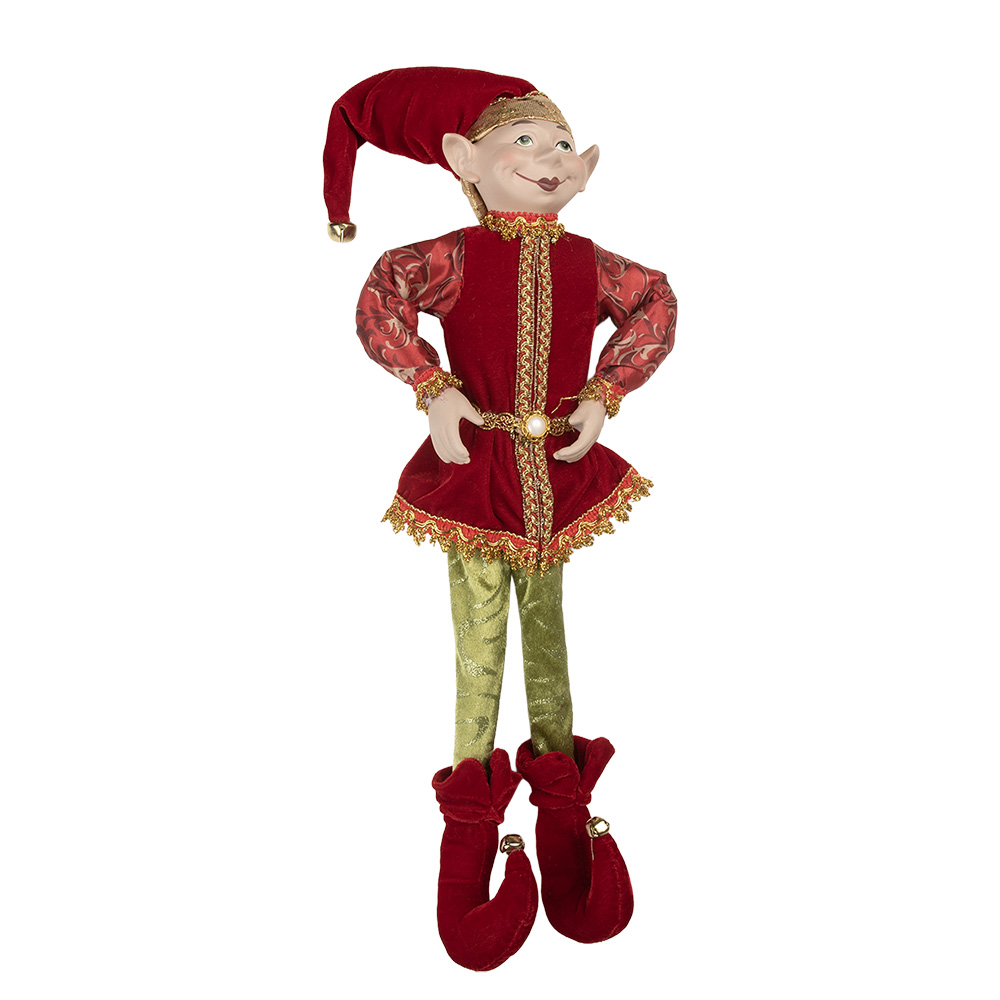 Decorazione elfo Rosso Verde 20x6x52 cm
