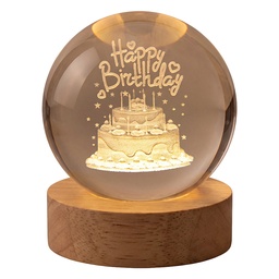 [66965] Glass ball with light LED Brown Ø 6 cm