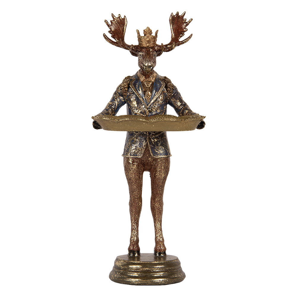 Decoratie rendier met schaal 16x15x36 cm