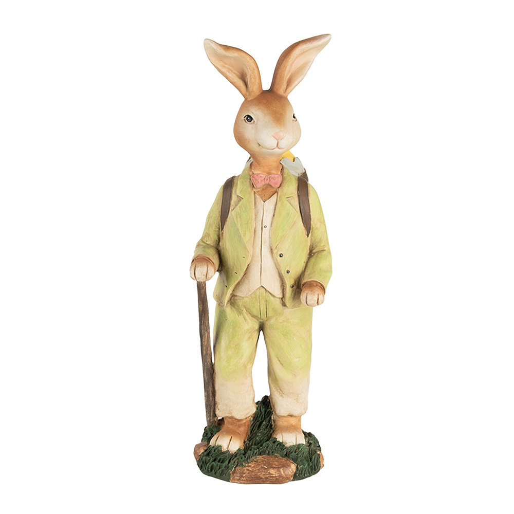 Décoration Lapin Marron Vert 11x11x32 cm
