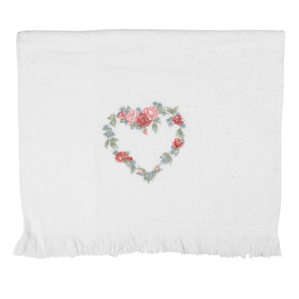 Asciugamano Ospite Bianco Rosa 40x66 cm