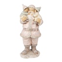 Decoratie kerstman met kinderen 10x8x21 cm