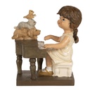 Decoratie kind met piano 10x6x10 cm