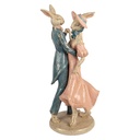 Dekoration tanzende Kaninchen Beige Rosa Blau 20x18x47 cm