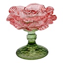 Portacandele in Vetro Rosa Verde Ø 10x9 cm