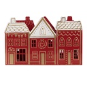 Porte-bougie à thé Rouge Blanc 38x13x25 cm
