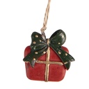 Décoration pendentif Boîte cadeau Rouge Vert 4x1x4 cm
