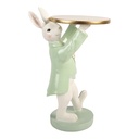 Decoration Rabbit with platter White Green 19x14x28 cm