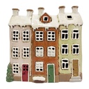 Kerzenhalter Weihnachten Häuser Braun Weiß 19x8x18 cm