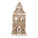 Dekoration Haus mit LED Braun Rosa 9x7x18 cm