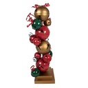 Dekoration Säule Christbaumkugel Rot Grün 35x35x120 cm