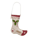 Wanddeko Weihnachtsstrumpf Beige Rot 23x2x28 cm