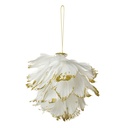 Pendentif décoratif Fleur Blanc Couleur or 12x12x12 cm