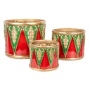 Pot de fleurs d'intérieur Tambour (set 3) Rouge Vert Ø 32x25 / Ø 24x19 / Ø 18x15 cm