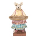 Decoration Mouse with platter Beige Multicolor 17x15x26 cm