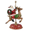 Christmas Decoration Statue Santa Claus on Reindeer Red, Brown 29x14x46 cm