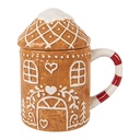 Mug with lid Brown White 14x10x15 cm / 450 ml
