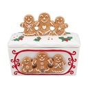 Barattolo con Coperchio Bianco Marrone 23x12x18 cm