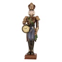 Weihnachtsdeko Nussknacker mit Uhr Rot Blau 15x11x45 cm