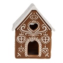 Tealight Holder Christmas House Brown White 7x8x9 cm