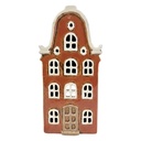 Kerzenhalter Weihnachten Häuschen Orange Beige 11x8x24 cm