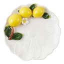 Decorative Bowl/Platter with Lemons White Yellow Ø 16x7 cm