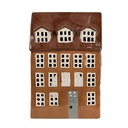 Tealight Holder Christmas House Brown 17x11x24 cm