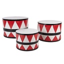 Decorativo Tamburo Bianco Rosso  (set 3) Ø 47x32 / Ø39x28 / Ø 31x22 cm