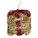 Décoration pendentif Boîte cadeau Couleur or Rouge 9x9x10 cm