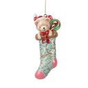 Ciondolo Decorativo Orso in Calza di Natale Verde Rosso 7x5x15 cm
