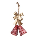 Ciondolo Decorativo Campane Rosso Color oro 26x10x29 cm