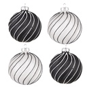 Palla di natale Nero Grigio Ø 8x8 cm (set 4)