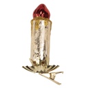 Clip Weihnachtsornament Kerze Silberfarbig Rot 5x4x9 cm