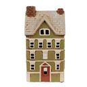 Tealight Holder Christmas House Green Beige 14x10x26 cm