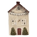 Tealight Holder Christmas House Beige Red 10x8x15 cm