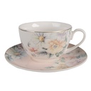 Tazzina da caffè con piattino Rosa, Bianco 12x9x6 cm / Ø 15x2 cm / 250 ml