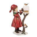 Deko Kind bei Vogelhäuschen Rot Braun 13x7x19 cm
