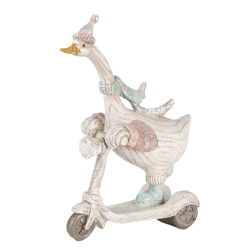 Decoratie gans op autoped 14x6x19 cm